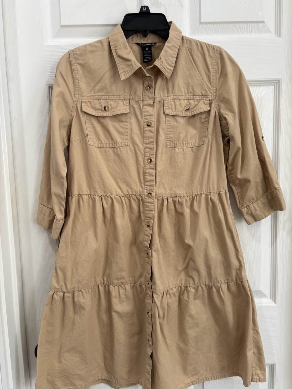 Millefleurs Button-Front Shirt in Light Tan